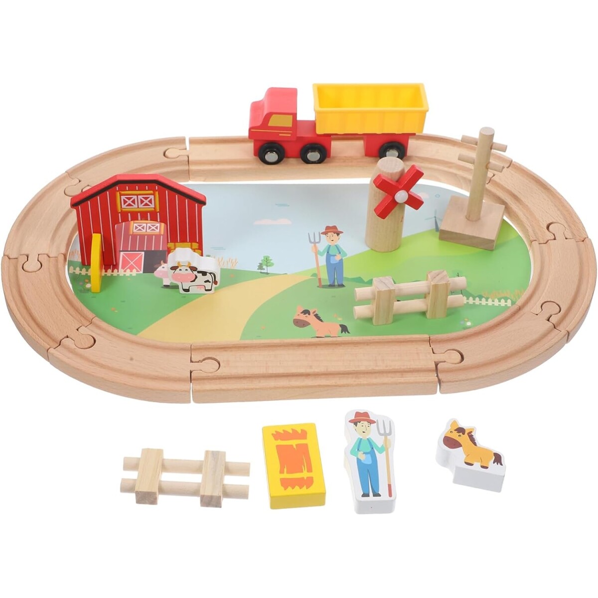 Juego Infantil Pista con Camión y Granja en Madera 24057 