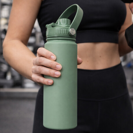 Botella térmica 600ml con tapa rosca y asa Verde