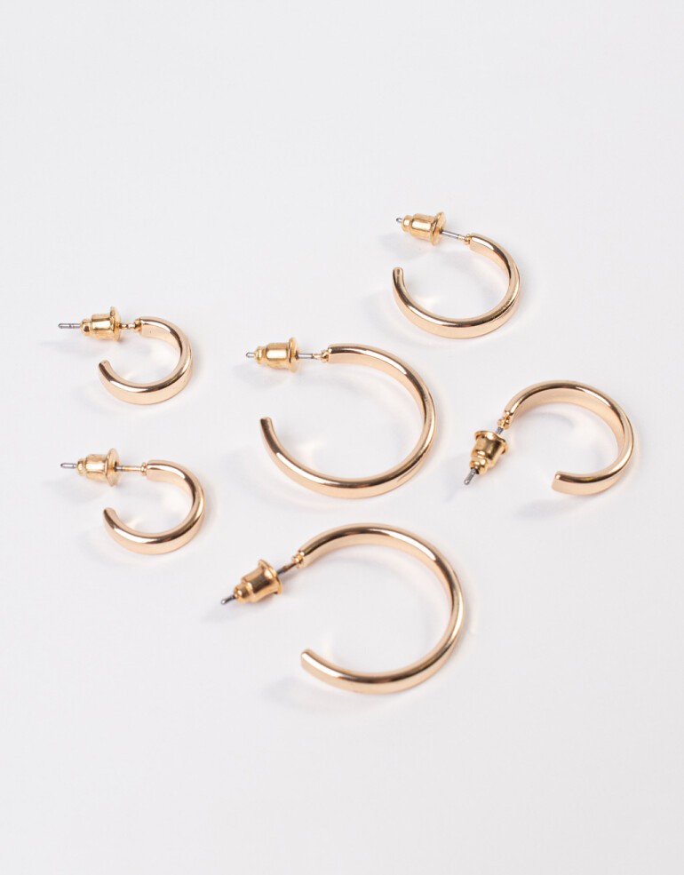 Aros Argollas Set Metal Set De Argollas - Dorado