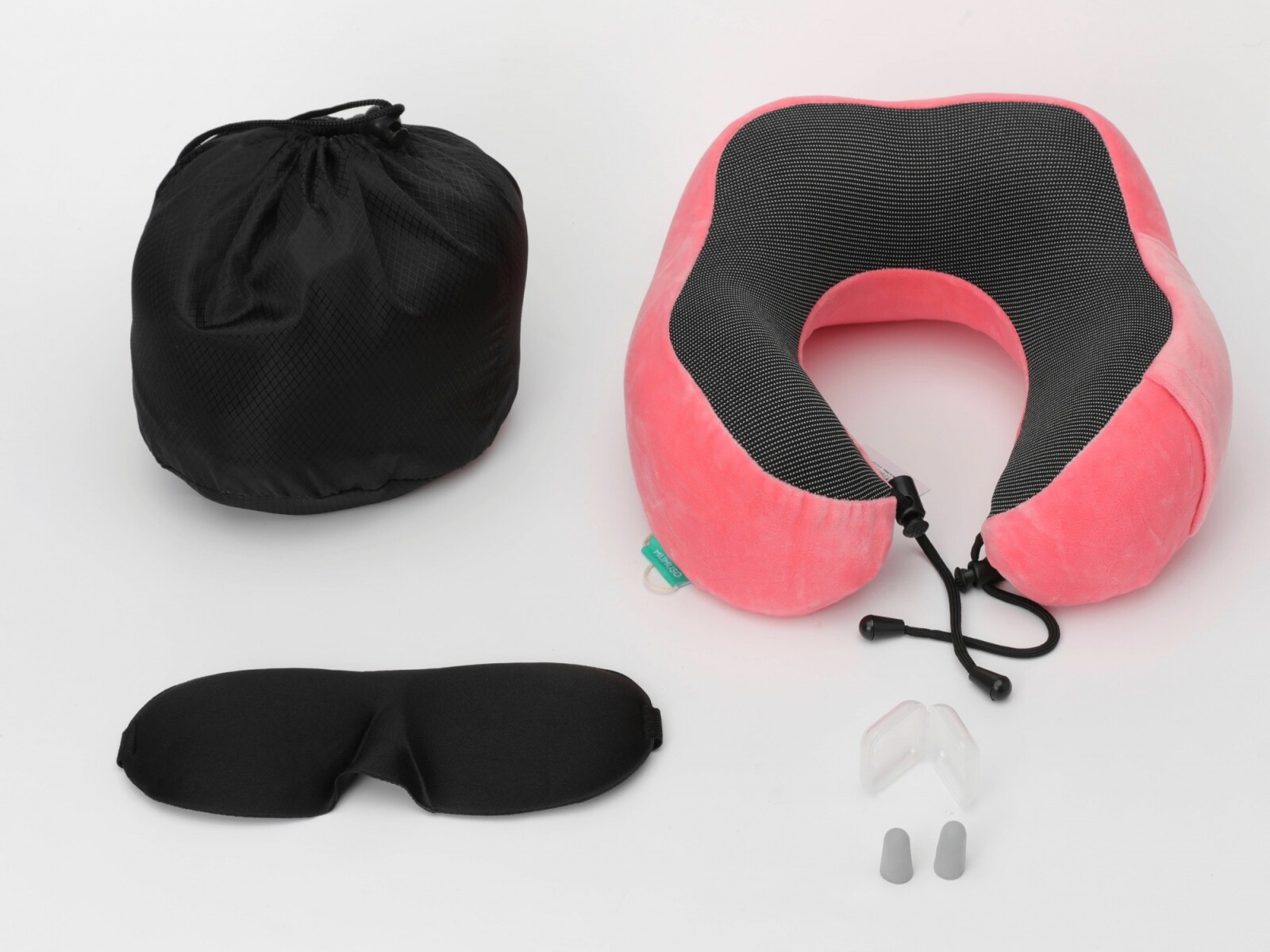 ALMOHADA CERVICAL DE ESPUMA VISCOELÁSTICA EN FORMA DE U CON ANTIFAZ Y TAPONES PA 