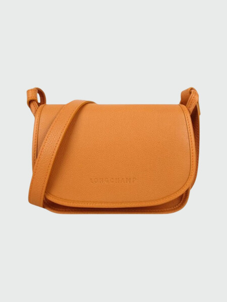 Longchamp -Cartera de cuero cruzada con solapa, Le Foulonné Naranja