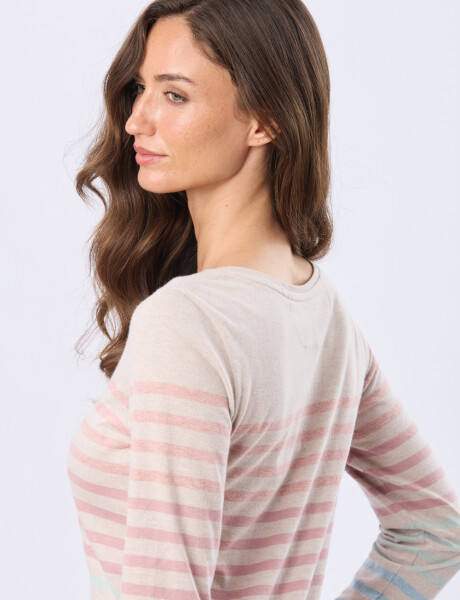 REMERA RAYADA DE ALGODÓN Beige