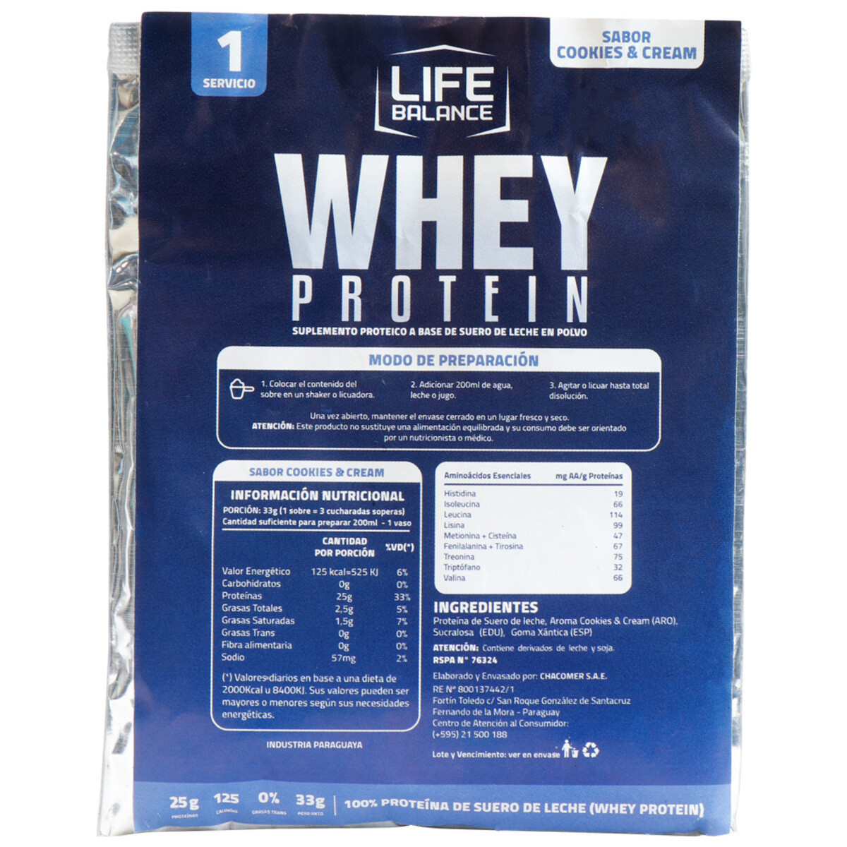 LIFE WHEY PROTEIN COOKIES & CREAM X 33GR 