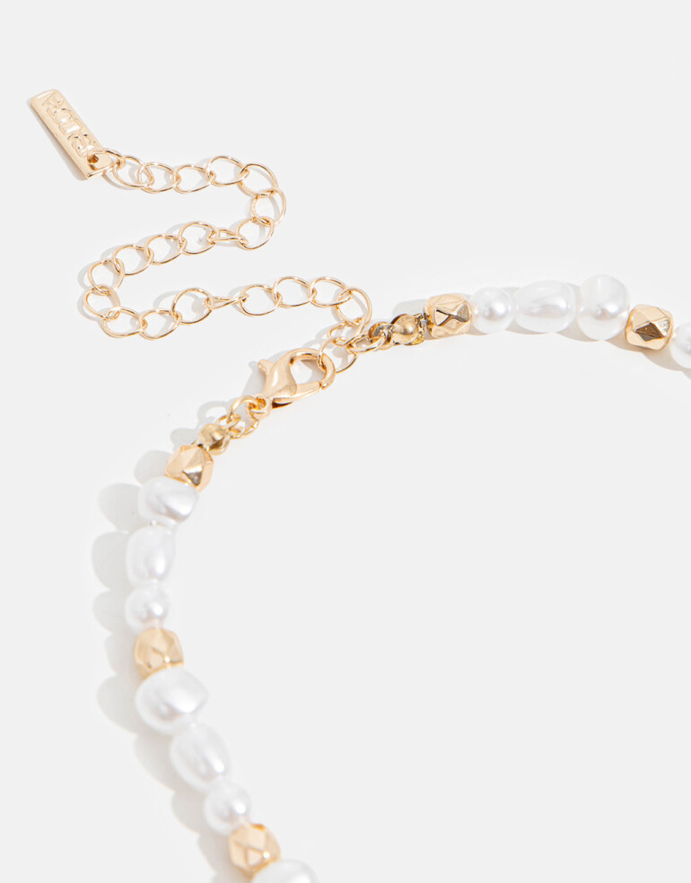 Collares Cortos Perlas Collar Con Perlas Orgánicas - Combinacion Bicolor