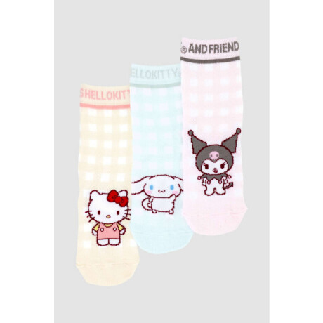 Pack x3 medias algodón infantil media caña kitty Variante 26