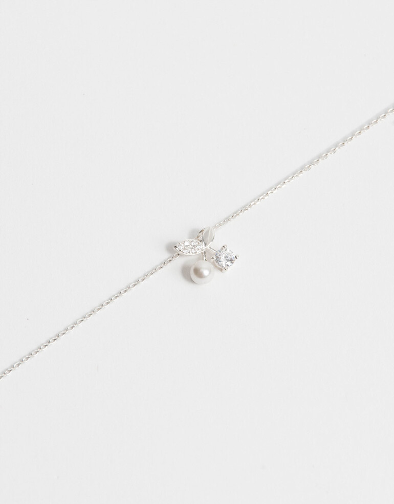 Cadena Corta con Dije Perla Cadena Con Dije De Perla Plata 925 - Plateado