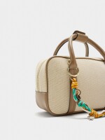 Bolso Tote Rectangular Con Colgante crudo