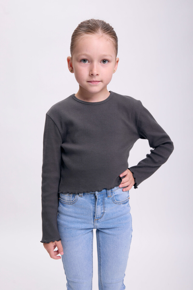 Remera rib crop - Gris Oscuro 