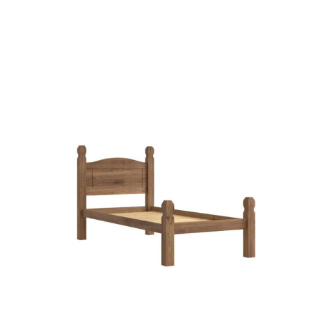 Cama 1 Plaza Madera Maciza Linea Mexicana Oscuro