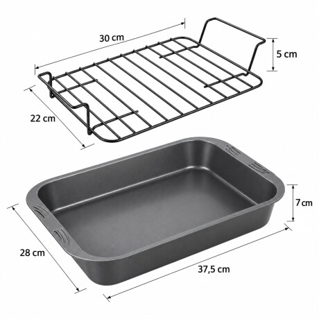 Asadera Fuente Con Rejilla Antiadherente 37,5x28x7 Horno Grafito