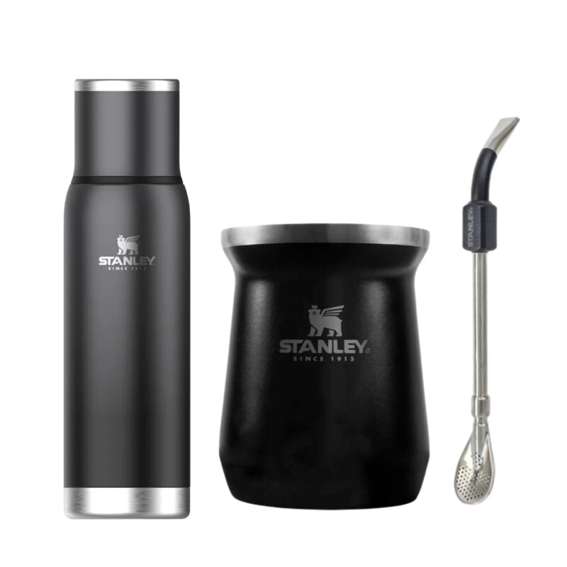 Set Stanley Termo Adventure To-Go 1lt+mate+ Bombilla Negro