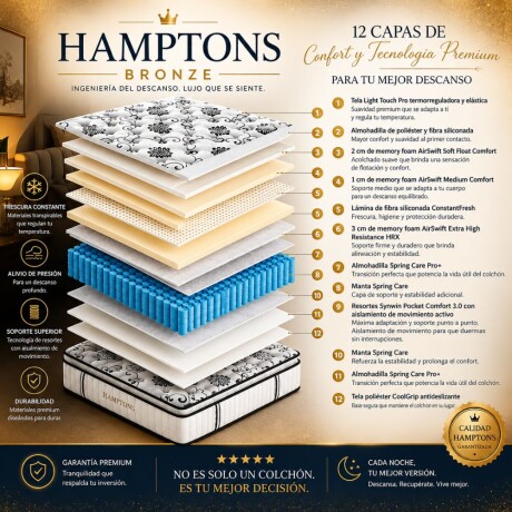 Cama Baul 2 plazas + Colchon HAMPTONS Bronze Cama Baul 2 plazas + Colchon HAMPTONS Bronze