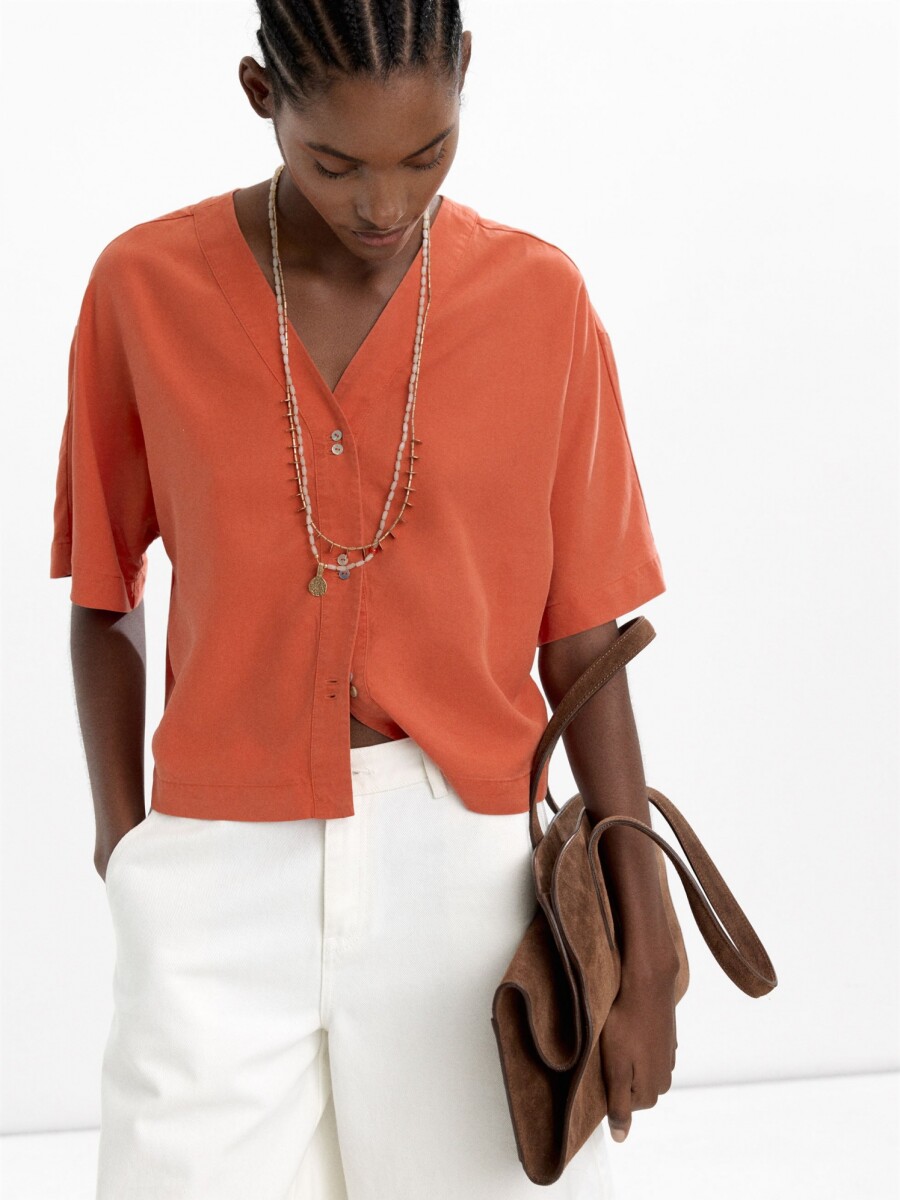 Camisa Manga Corta 100% Lyocell naranja