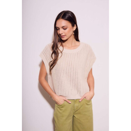 Chaleco Lurex Beige Melange