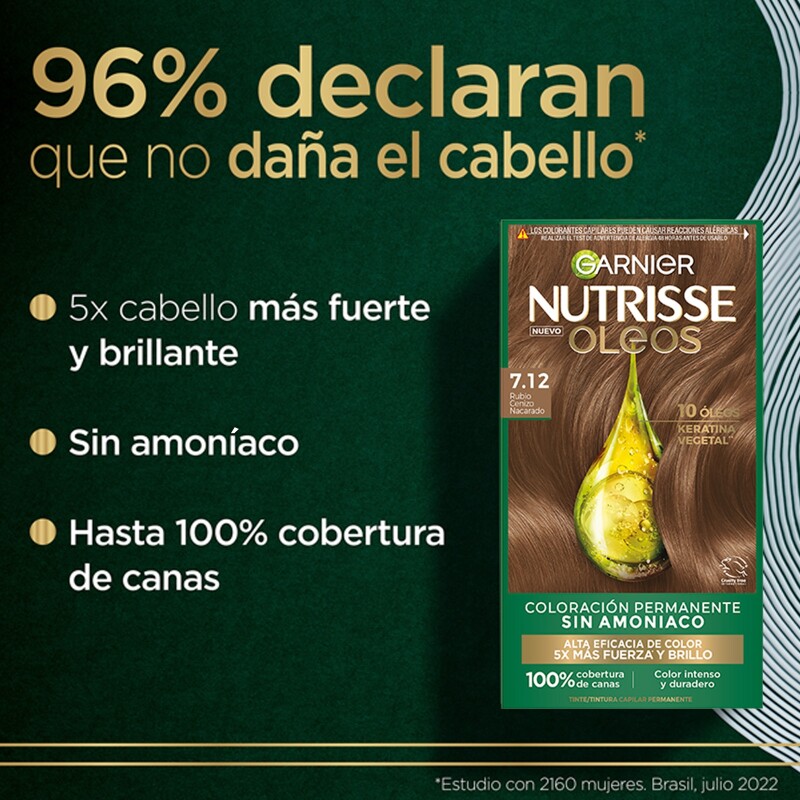Tinta Garnier Nutrisse Oleos N°7.12 Rubio Cenizo Nacarado Tinta Garnier Nutrisse Oleos N°7.12 Rubio Cenizo Nacarado