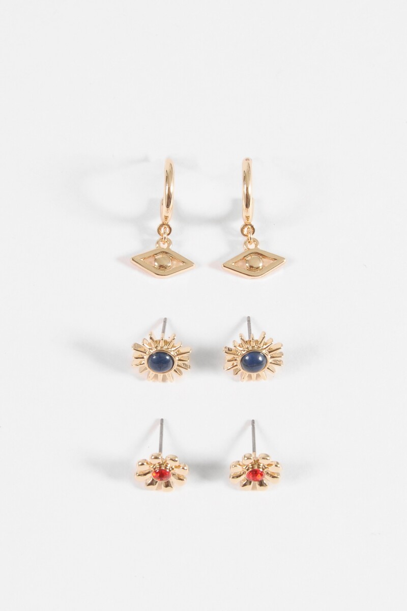 Set de caravanas con formas - dorado 