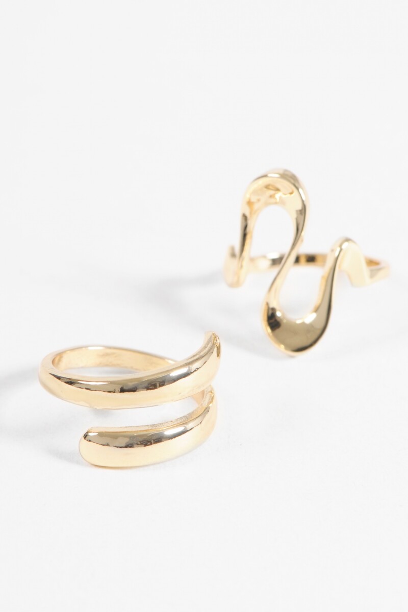 Set anillos ondas dorado