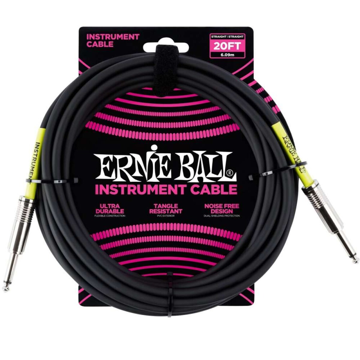 Cable Guitarra Ernie Ball Po6046 20 Ft - Negro 