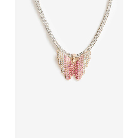 Collares Cortos Mariposa Strass Combinacion Multicolor