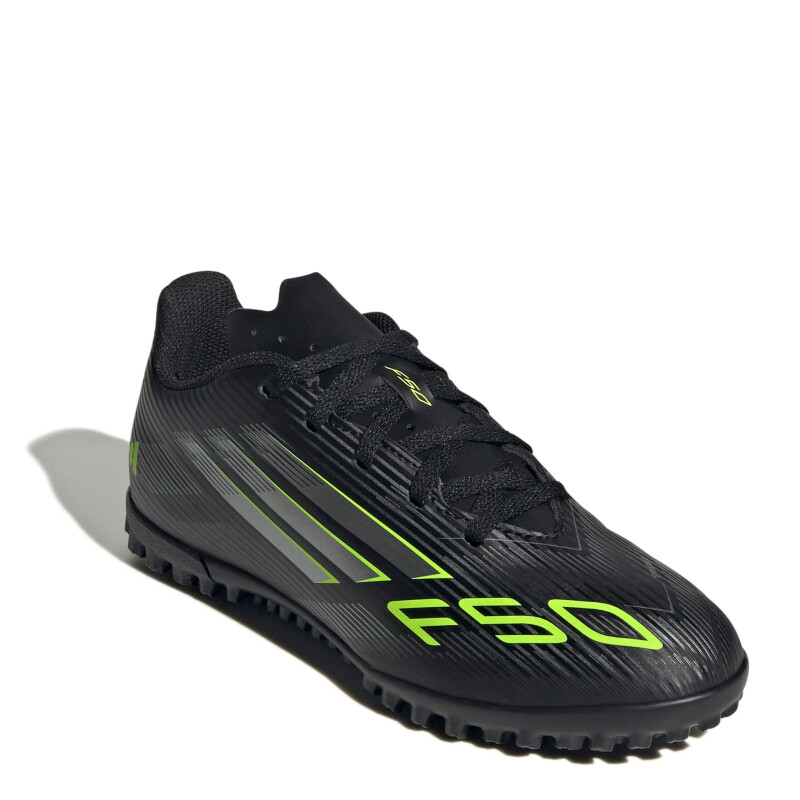 Championes de Niños Adidas Futbol 5 F50 Club Jrs Negro - Plateado - Amarillo Limon