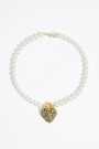 COLLAR PERLAS Y CORAZÓN CRISTA Oro