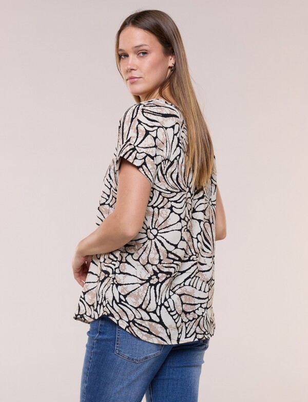Blusa Holgada Printed NEGRO/BEIGE