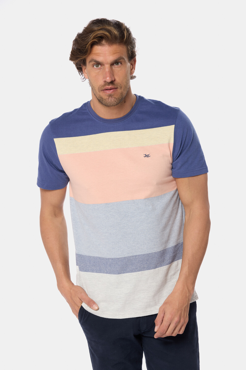 REMERA RAYADA Coral