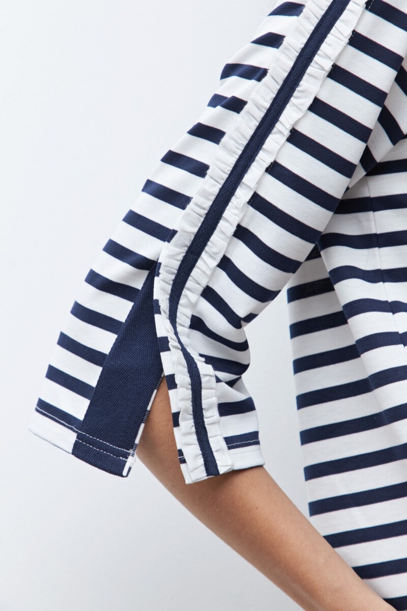 Sweatshirt rayado con volados blanco