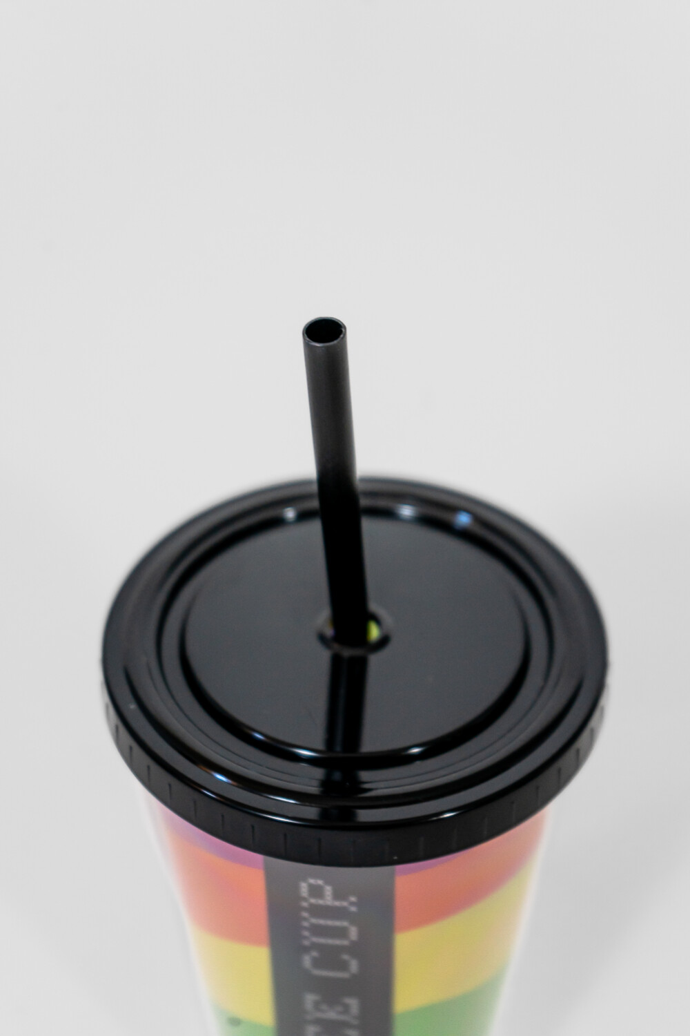 Vaso Con Tapa + Sorbito Arcoiris Estampado 1