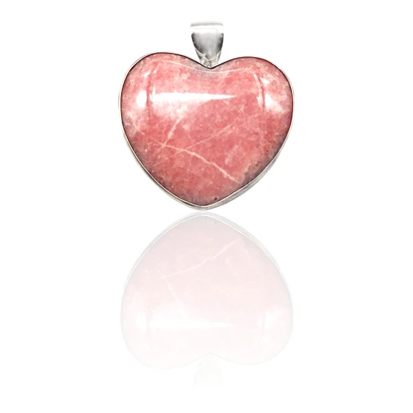 Dije Colgante Corazón-Plata 925-Piedra rodocrosita-CP4514 conpiedra