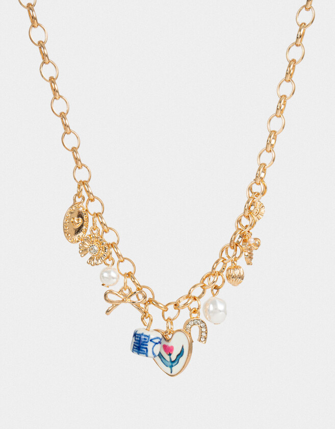 Collares Cortos Cerámica Collar Corto Multicharm Cerámica - Dorado