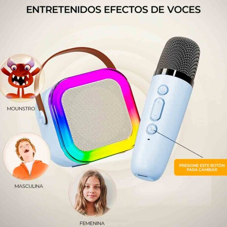 Set Micrófono X2+parlante Karaoke Diversión Infantil Celeste