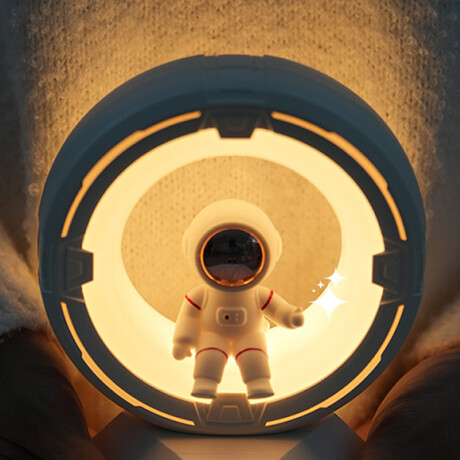 Lampara Veladora Astronauta En Anillo De Luz Blanco