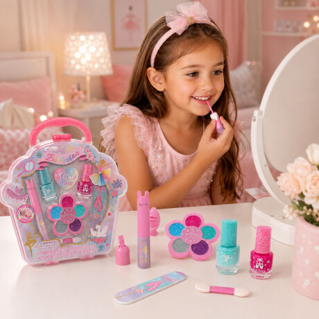 Kit Cosmética Manicura Niñas c/ Sombras Labial Esmaltes Lima Ballerina