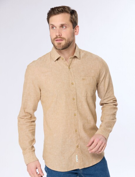 CAMISA DE LINO Camel