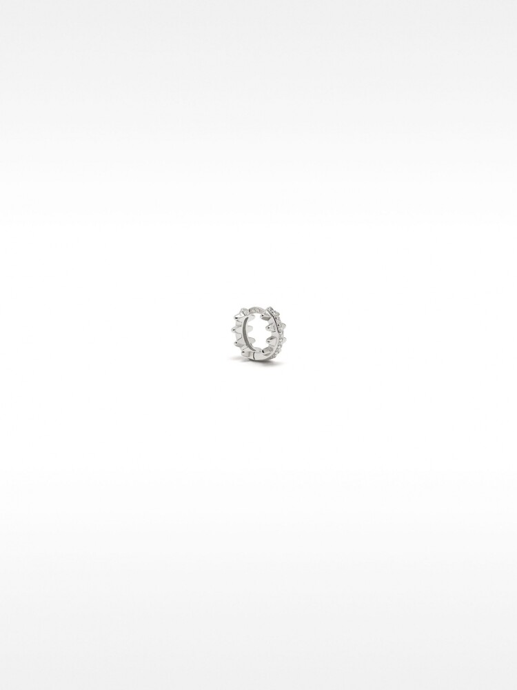 Pendiente Individual Con Circonitas Y Relieve - Plata De Ley 925 plateado