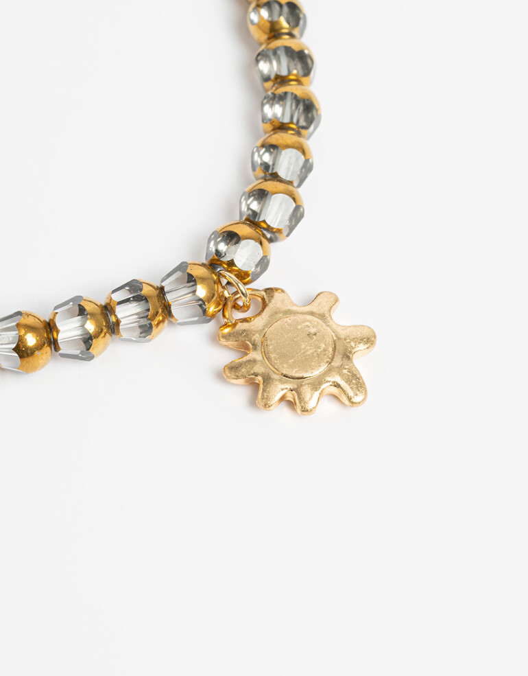 Pulseras Elásticas Metal Pulsera Elástica Dije Sol - Dorado Oro Amarillo