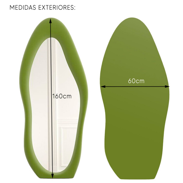 Espejo Mango, Cuerpo Entero, Forma Irregular VERDE