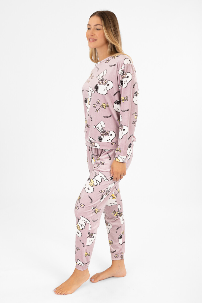 Pijama snoopy velour Rosado
