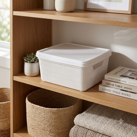 Caja organizadora Simil Rattan 5 litros Blanco Caja organizadora Simil Rattan 5 litros Blanco
