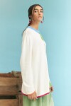 Cardigan algodón puños en contraste crudo