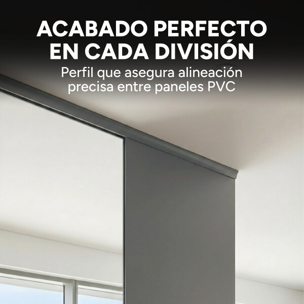 Riel P/ Panel Separador Ambientes Símil Madera 300 x 8,5 Cm Gris 1