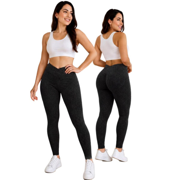Calza tiro alto Push-Up Jaspeada Calza V Neg