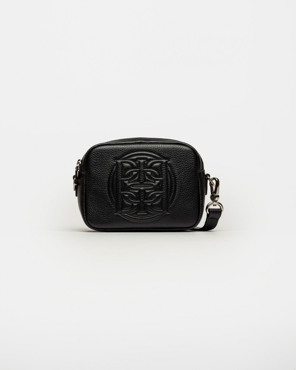 Bandolera Eterial en cuero graneado Negro