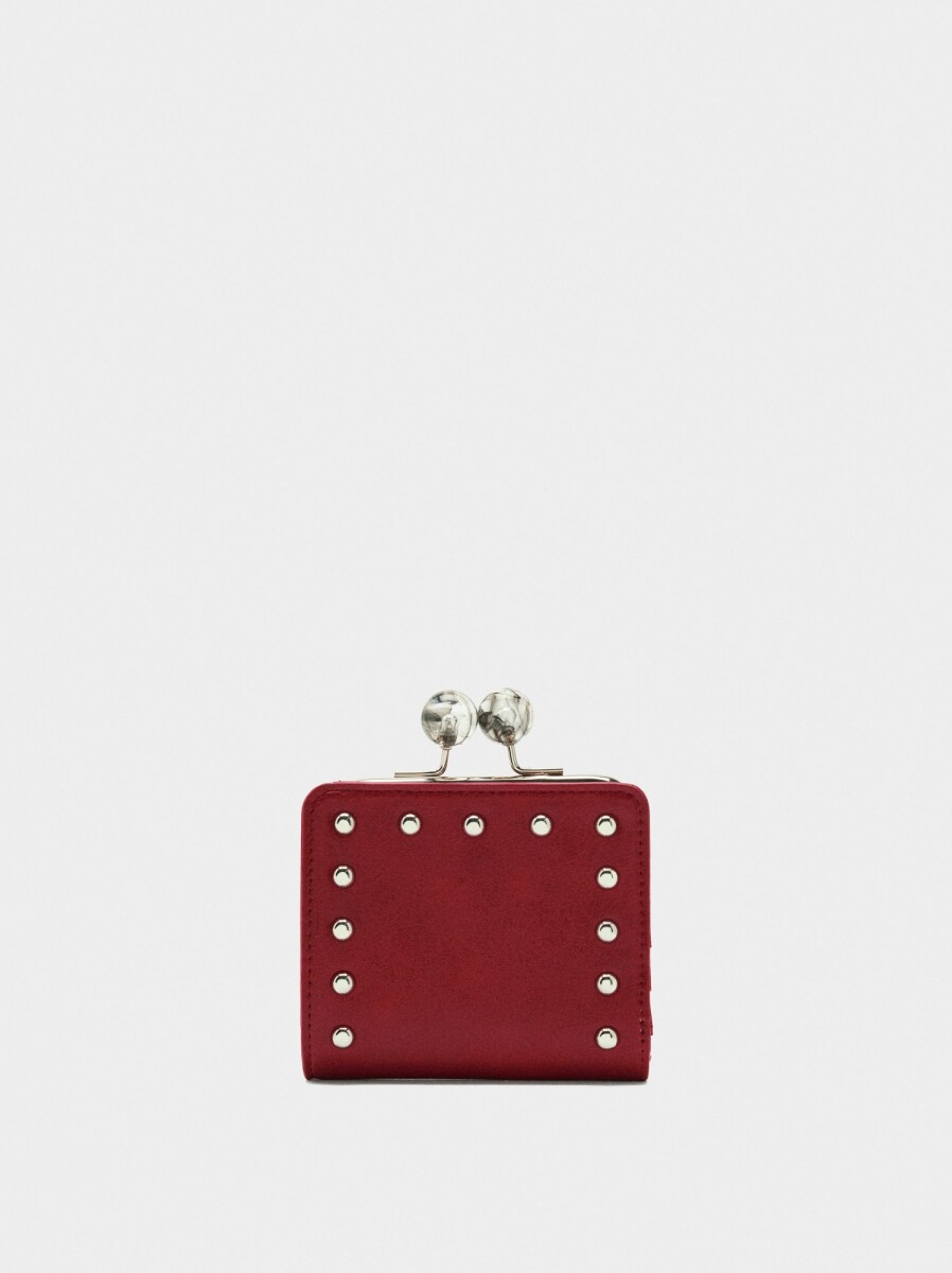 Cartera Con Tachuelas Y Cierre De Boquilla - rojo 