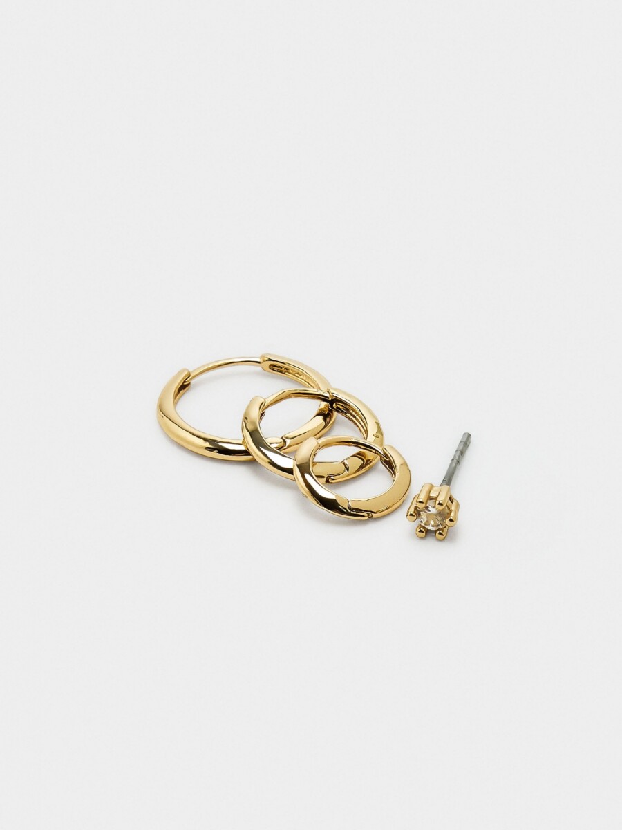 Set De Aros Y Pendiente Con Circonita dorado