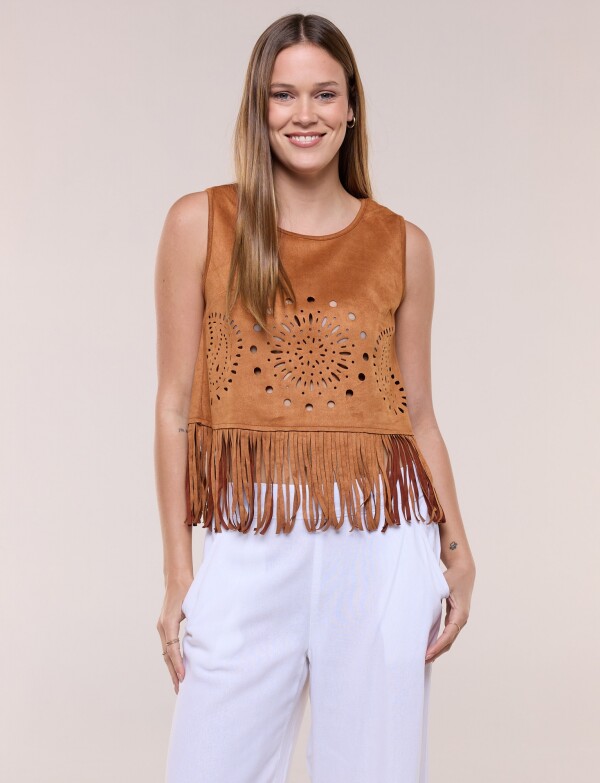 Blusa Suede Flecos TOSTADO