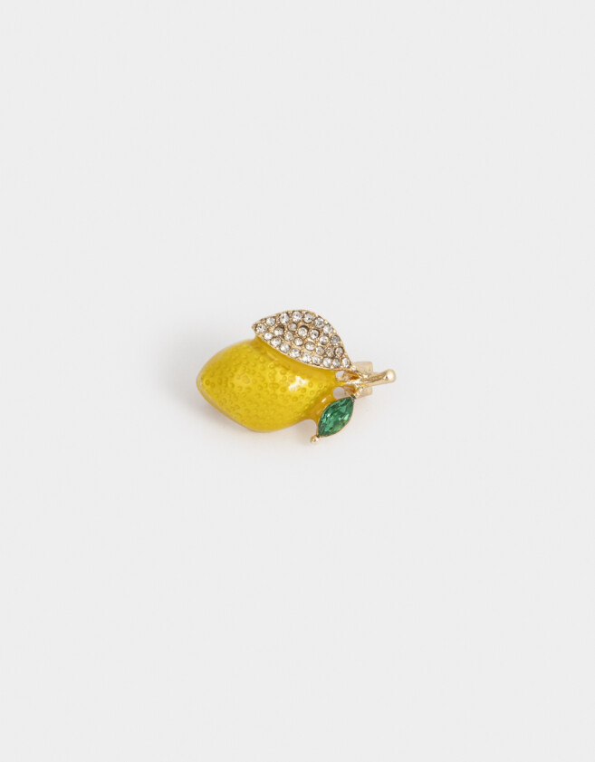 Prendedor Prendedor Limón Con Strass - Dorado