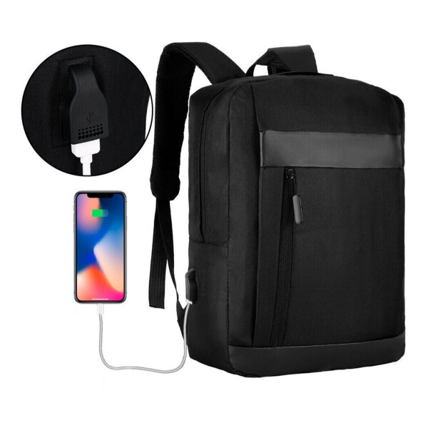 Mochila Porta Notebook Laptop C/puerto Usb Impermeable Variante Color Negro