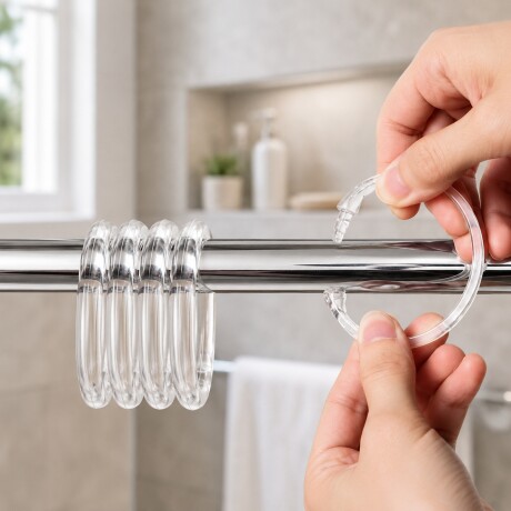 Ganchos para cortina de baño x12 acrilico S/C